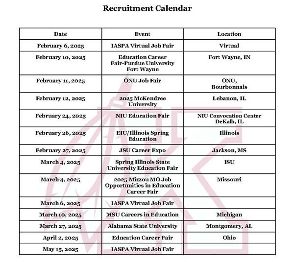 Recruitment Calendar